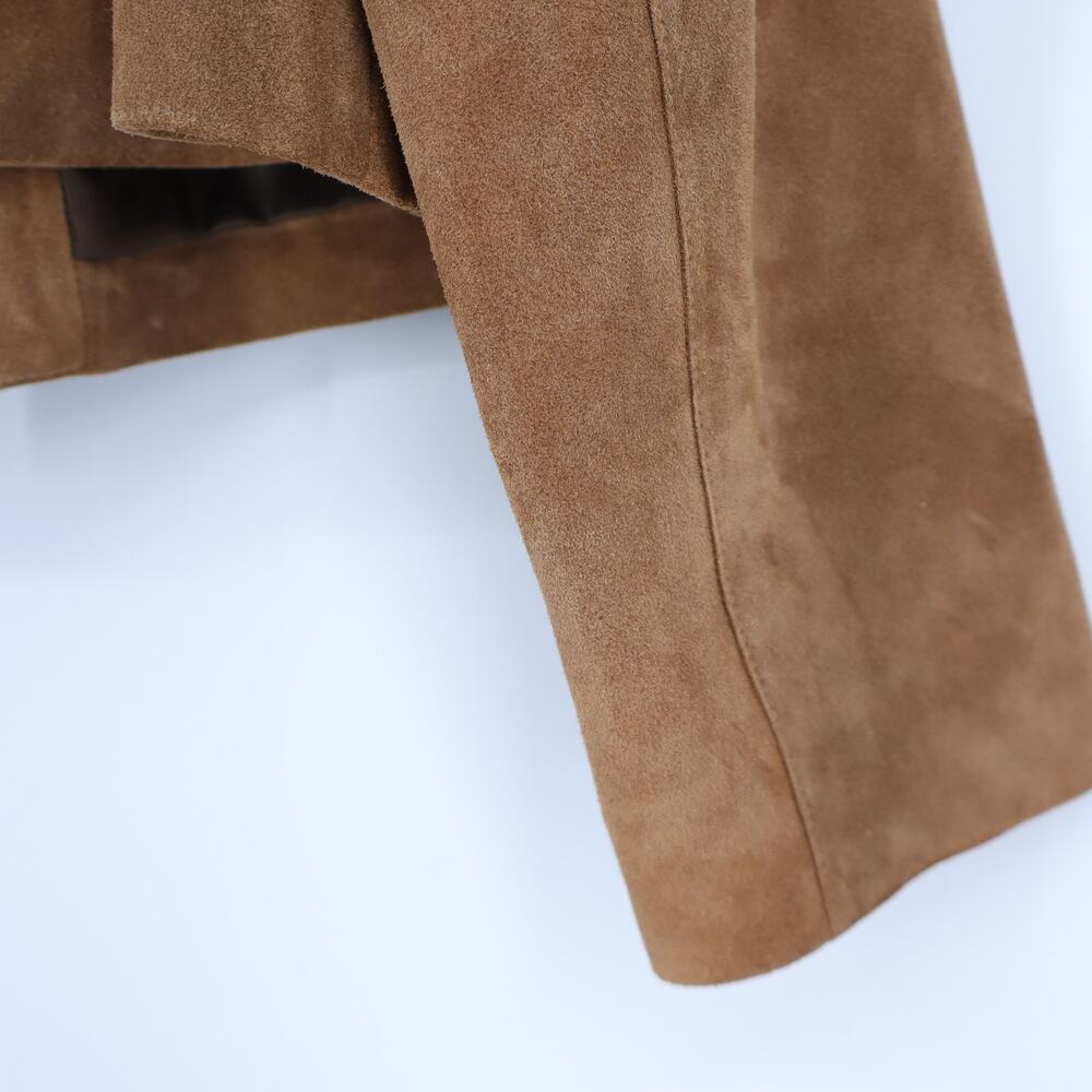 MADEWELL Crop Suede Cardigan Jacket Cognac Long Sleeve Boxy Fit Women's M - Picture 11 of 15